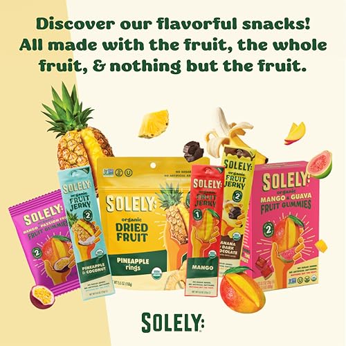 Image of SOLELY - Organic Dried Mango Halves (8 oz Resealable Bag) - Real Fresh Fruit - 1 Ingredient - Healthy Snacks for Adults & Kids - Non GMO, Vegan Snacks, Shelf Stable - 1 Bag (8 oz)