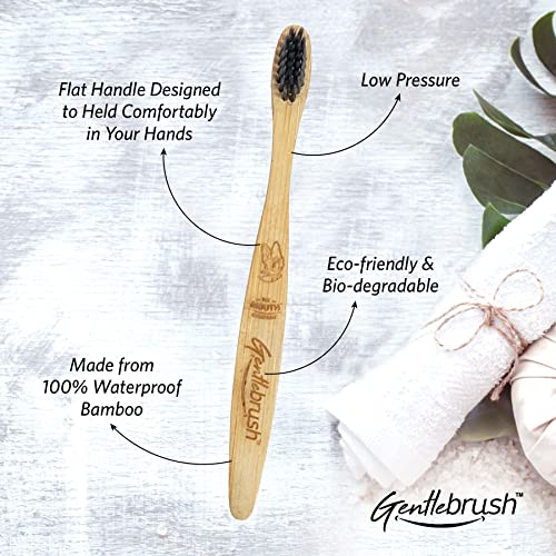 Image of Premium Bamboo Toothbrush for KIDS | Flat and Low Pressure with Charcoal Activated Bristles - Pack of 4