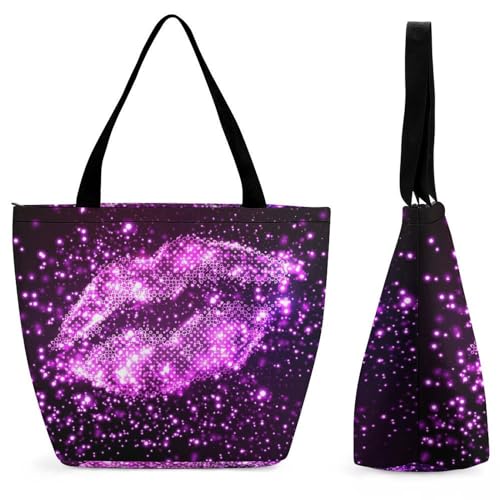 Sac à main pour femme violet incandescent grand format de shopping 28.5x18x32.5cm