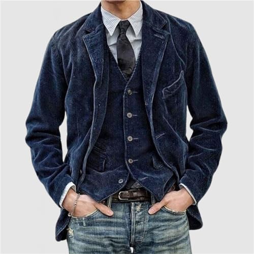 Men's Corduroy Blazer Jacket Slim Fit Casual One Button Vintage Notch Lapel Suits Jacket Sport Coat2