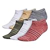 adidas Women's Superlite 6-Pack No Show, Semi Flash Red-Legacy Red Space Dye/Legacy Red White-Clear Onix Space, Medium