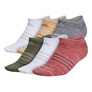 adidas-Womens-Superlite-No-Show-Socks-6-pair adidas Women's Superlite 6-Pack No Show, Semi Flash Red-Legacy Red Space Dye/Legacy Red White-Clear Onix Space, Medium