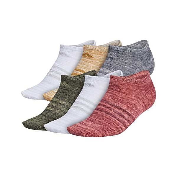 adidas Women's Superlite 6-Pack No Show, Semi Flash Red-Legacy Red Space Dye/Legacy Red White-Clear Onix Space, Medium