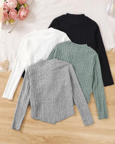 Image of Girls Long Sleeve T Shirts Pack Tween Kids Fall Winter Outfits Teen Clothes Girl Tee Tops