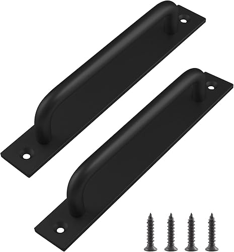 Miniatura 1 de Paquete de 2 manijas de puerta corrediza de granero con placa, manija de puerta de puerta de 7 pulgadas, manija de puerta de aleación de aluminio