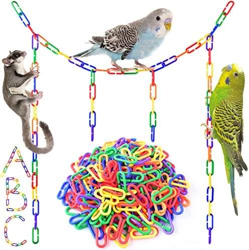 Bird Toy Hooks and Chains - Which 5 Will Transform Playtime? 8 Bissap Plastic Chain Links Birds 250pcs, Mix Color Rainbow DIY C-Clips Chains Hooks Swing Climbing Cage Toys for Sugar Glider Rat Parrot Bird, Children