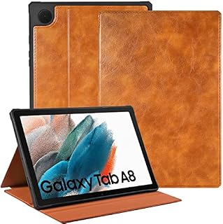 Zinibri Cover for Samsung Tablet Galaxy Tab A8 10.5 Inch 2022 SM-X200/X205 Case, Corner Protection, PU Leather Protective Case, Shockproof, Multiple Viewing Angles,Stand,Slim,Auto Sleep/Wake, Brown