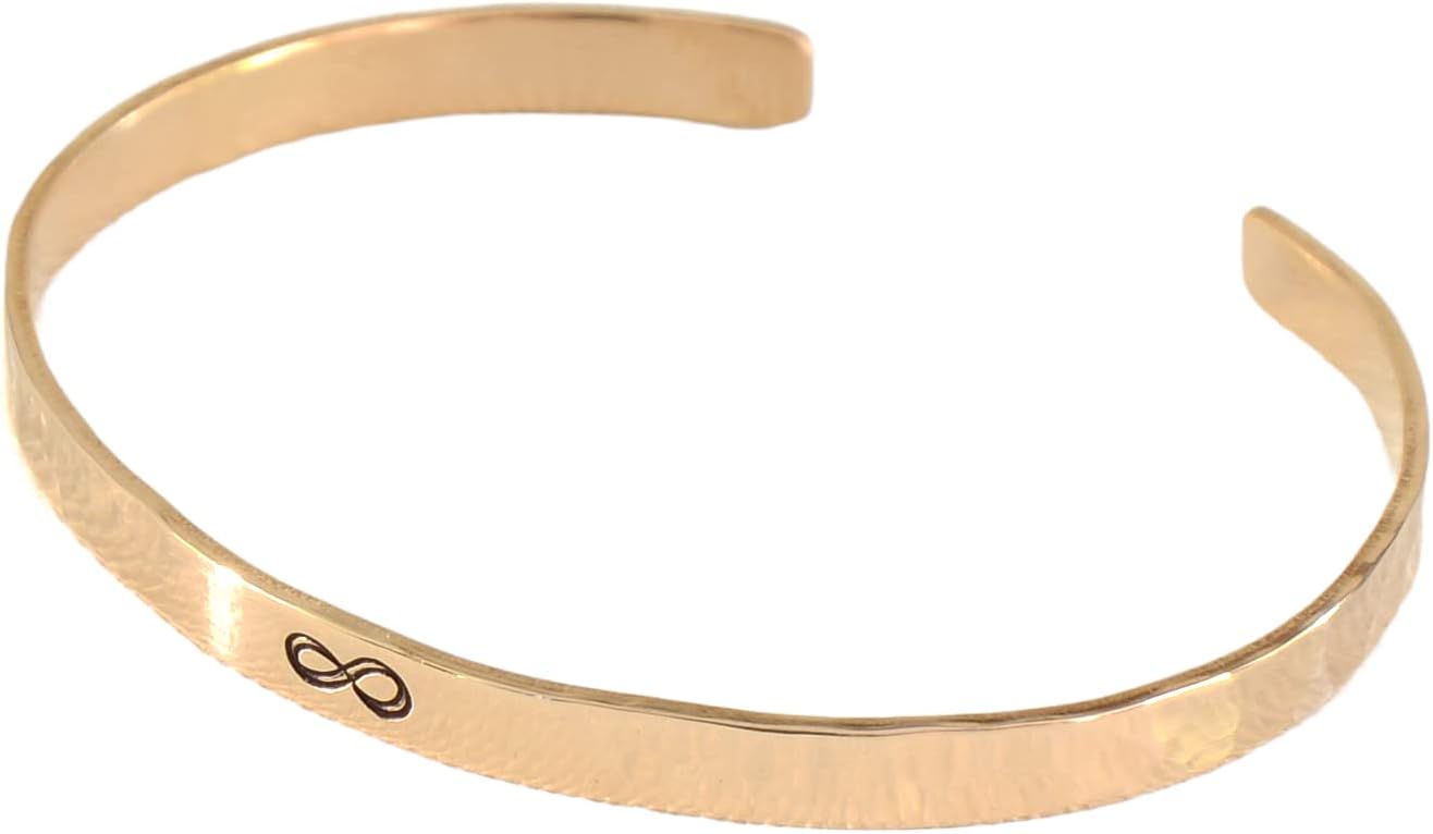 Infinity Bronze Cuff Bracelet with Hammered and Polished Finish for Love and 8th Bronze Anniversaries