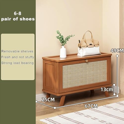 Armoire à chaussures en bois au design de cannage raffiné - 2