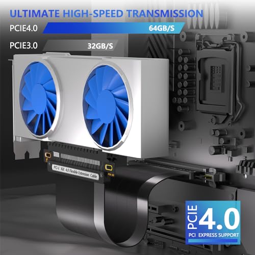Cable elevador PCIe 4.0 de 20cm x16 negro blindado con conector de 180 grados 7