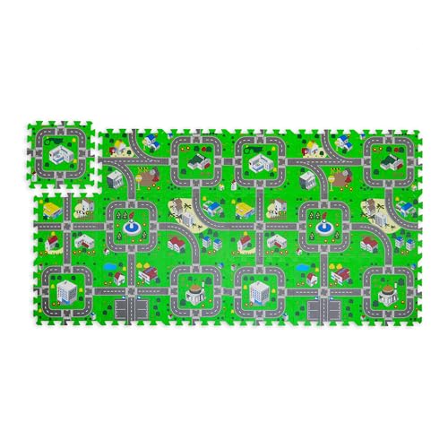Relaxdays Puzzlematte Straße, 18-teilige Spielmatte, schadstofffrei, Eva...