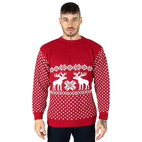 Maglione natalizio per uomo, motivo renne Red Large
