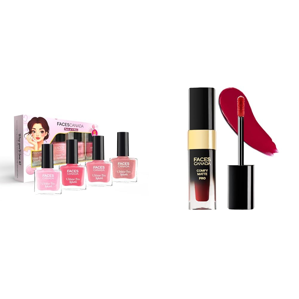 FACESCANADA Ultime Pro Splash Mini Nail Enamel Combo Kit - Pink Pop & Comfy Matte Pro Liquid Lipstick - Revival Maroon 14, 5.5 ml-image-7