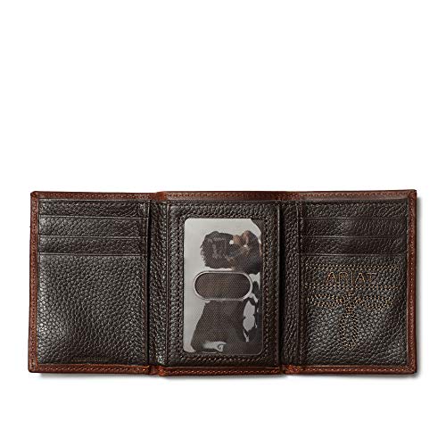 ARIAT Men's Trifold Wallet, Oil Tan Dark Copper Leather, Brand Concho, Multiple Slots2