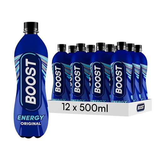 Boost Energy Drink Original Flavour - 12 Pack Drinks with Caffeine, Taurine and Vitamin B | Carbonated Energy Drinks | Gluten Free Vegan Low Calorie Fizzy Drinks Multipack | 12x500ml