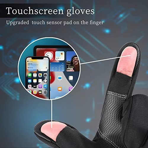 ZZLOVE Windproof and Waterproof Running Gloves,Men and Women Winter Warm MTB Gloves with Touchscreen,Water Resistant Outdoor Sports for Running Driving Cycling Working Hiking Fishing
