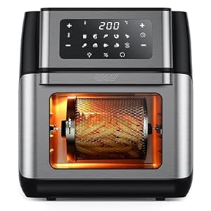 Innsky Friggitrice ad Aria 10L con Forno, Air Fryer XXL con LED Touch, 10 Funzioni (Griglia, Disidratatore, Pizza), 80-200°C, Cucina Senza Olio, 1500W, 6 Accessori e Ricettario
