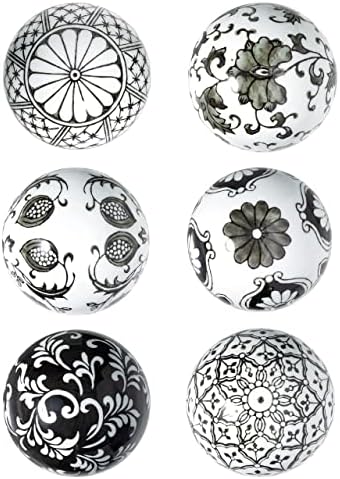 Liphontcta Black Porcelain Orbs Decorative Balls Small Ceramic Spheres for Centerpiece or Individual Use Ideal for Use in Tray Bowl or Basket Decor 3 inches Each Set of 6