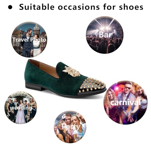 Image of Meijiana Mens Velvet Loafers Dress Shoes with Metal Embellishments Party Luxury Loafer Shoes
