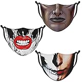 Ranmov Funny Face Mask Cloth Washable Reusable Adjustable Face Mask Cover Men Women for Sun Dust Wind Protection 3 Pack (Funny 05)