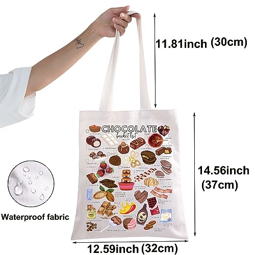 Bolso tote de lona marrón chocolate para mujeres, ideal como regalo temático de chocolate miniatura 2