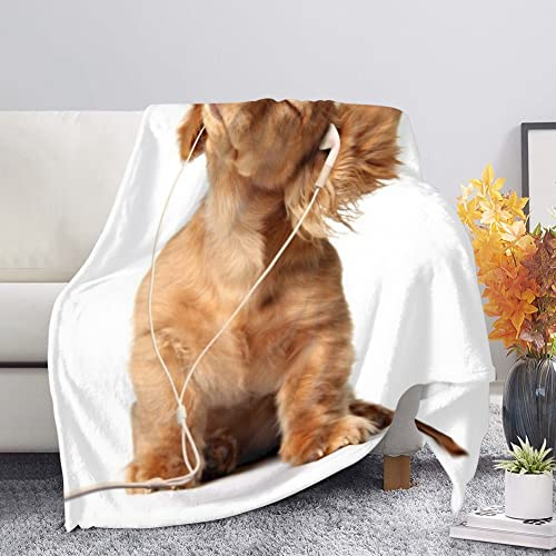 Amzbeauty Couverture pelucheuse à motif de chien - Grande couverture douce, chaude et légère
