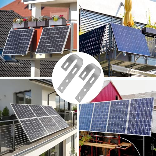 4 Stück Balkonkraftwerk Halterung Haken, Solarmodul Halterung Solarpanel, Universal PV Modul Halterung Haken, Edelstahl Kraftwerk Halterungen Balkon für Befestigung Solarmodul
