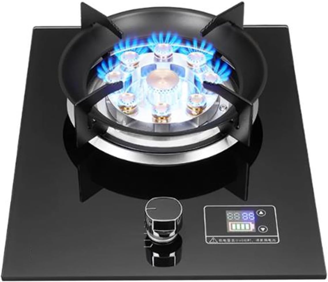 7.2kW Single Burner Gas Stove,9-Cavity High-Heat Wok,with Explosion-Proof Tempered Glass,NG/LPG Compatible for Home Outdoor(LPG)