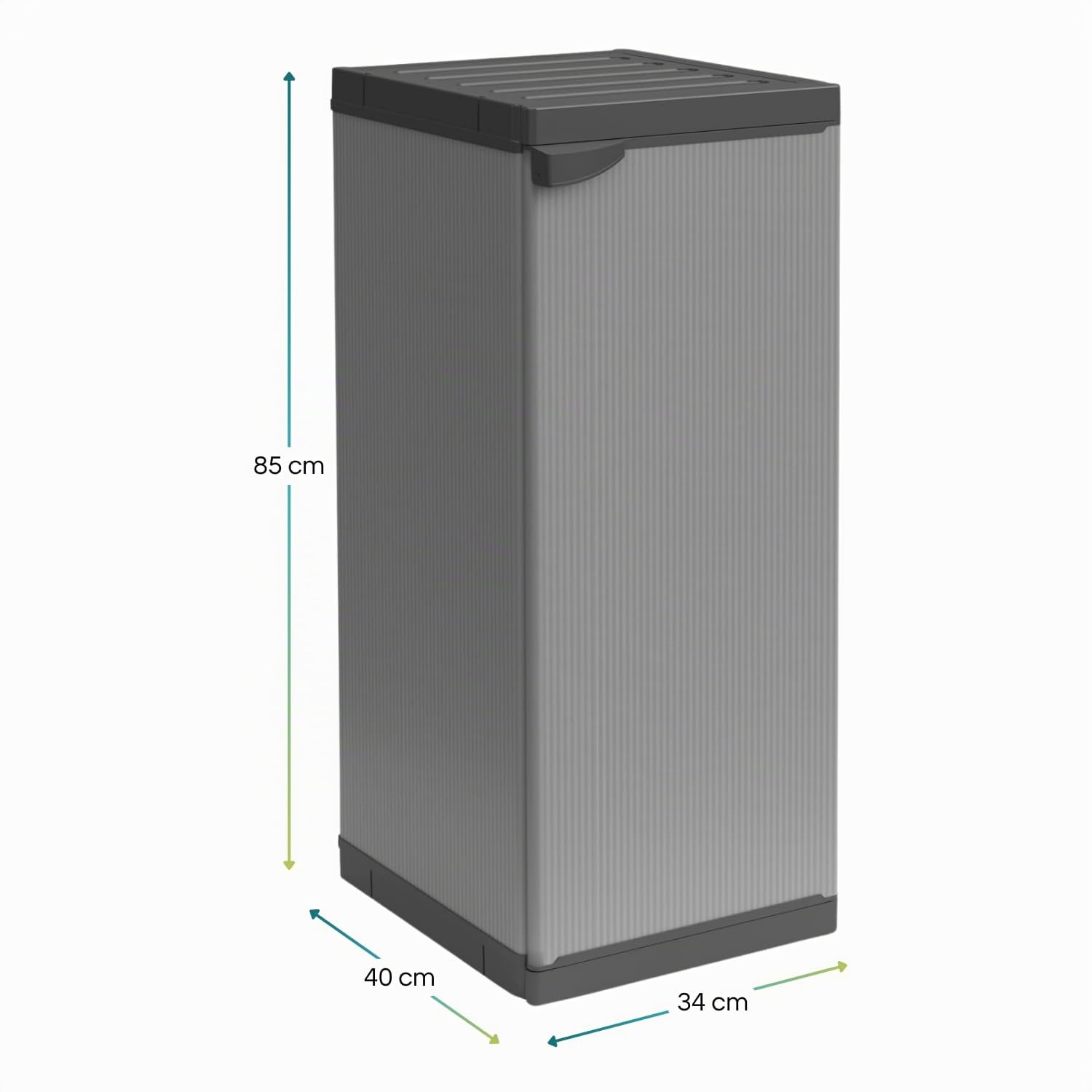 PALUPLUS Armadio Basso a 1 Anta in Resina di Colore Grigio, Misura 34x38,5x85 cm, 2 Ripiani Multiuso, Mobile da Interno ed Esterno con Piedini Antiscivolo, Made in Italy -MONG3936F -5