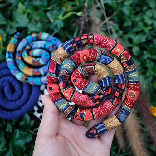 Spiral Lock Hair Tie Dreadlock Accessory Bendable Hair Ties For Women And Men Ponytail Holders Colorful Dreadlock Hair Tie Long Dreads Thick Curly Hair Holder (Red Pattern) #TOP2