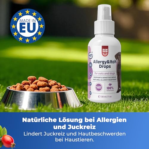 PAW2PAW Allergy and Itch Spray für Hunde und Katzen Flüssiges Ergänzungsfuttermittel zur Unterstützung von Hautkomfort und Juckreiz Einfache Anwendung über Futter oder Wasser 30 ml (200+ Sprühstöße)