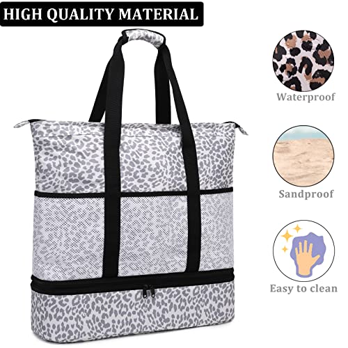Image of JIANYA Beach Bag Women Waterproof Sandproof Beach Tote Bags with Cooler Top Zipper Large Totes for Beach Pool Travel Daily