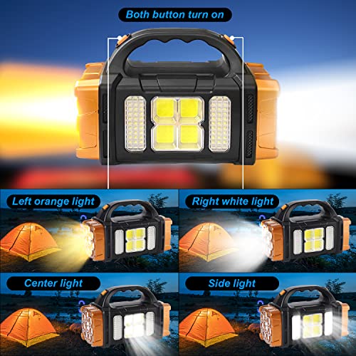 Hubako Two Side Solar Handheld Flashlight With Cob Sidelight, High Bright 8 Modes Spotlight With Usb Cable, Rechargeable Portable Led Searchlight For Outdoor Hunting Boating Camping Emergencies #TOP2