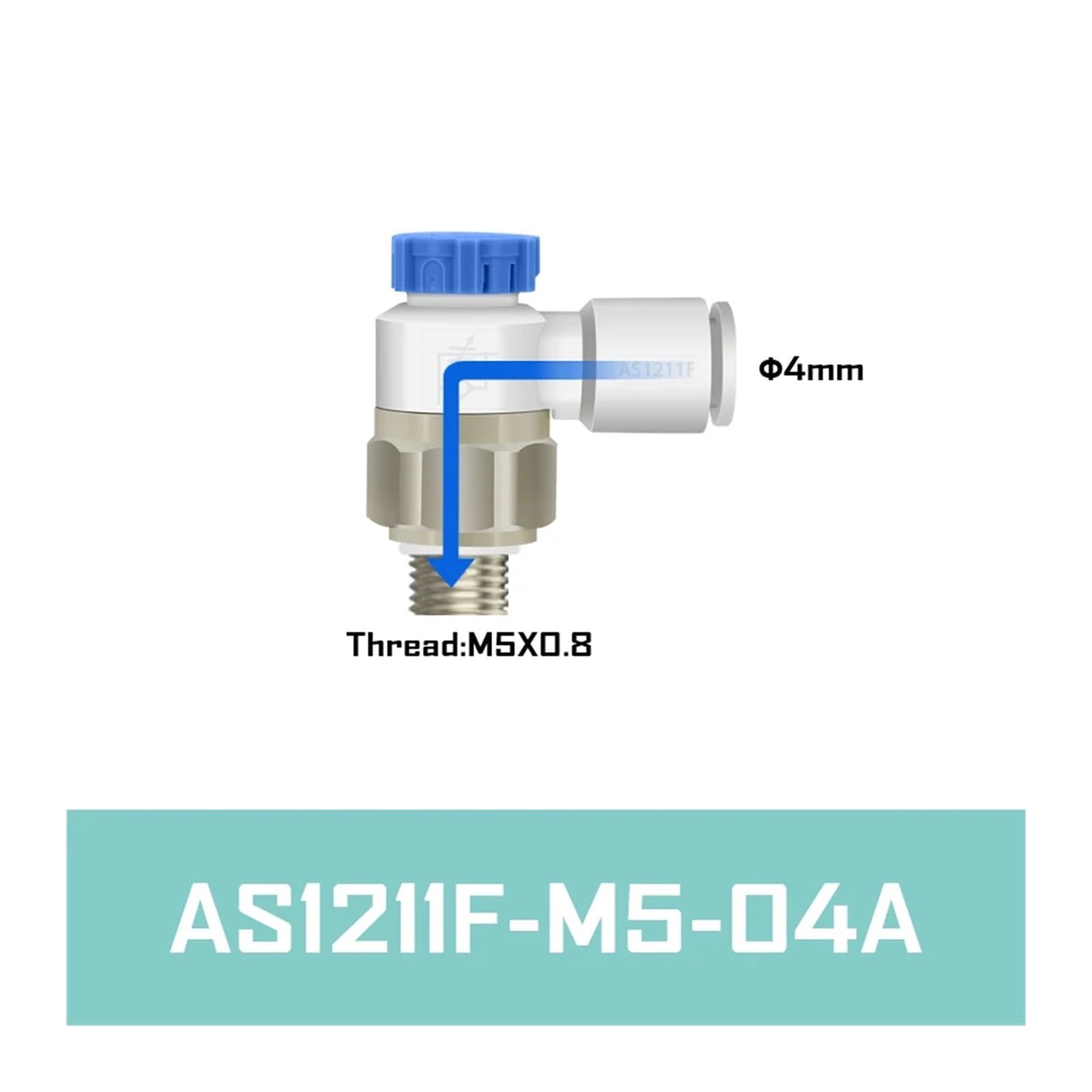 Controlador de Velocidad Serie AS (10 Unidades/Lote) con conexión de un Toque, válvula de Mariposa y Conector neumático AS1211F, AS2211F y 3211F. | AS1211F-M5-04A