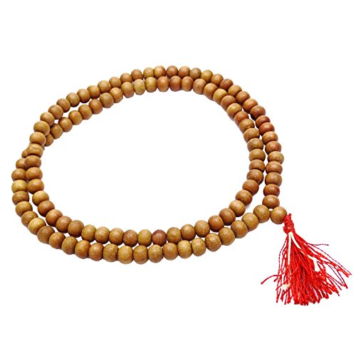 Indianbeautifulart La meditación del Grano de Madera de sándalo Tradicional Japa Mala Marrón Rosario Oración