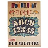 ステンシルシート アルファベット大文字＆数字セット OLD MILITARY (8cm)