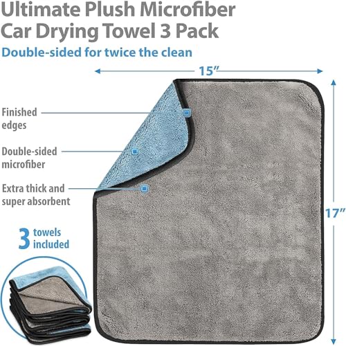 Image of Auto Hub Heavy Microfiber Cloth for Car Cleaning and Detailing, Double Sided, Extra Thick Plush Microfiber Towel Lint-Free, 800 GSM (Size 40cm x 40cm) /Pack of 4, Color: Blue