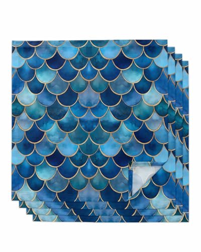 Servilletas de Tela Abstract Fish Scales 4PCS Azul miniatura 1