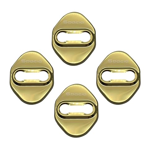 OKAYOHINN スズキ スペーシア カスタム MK53S 専用 ストライカー カバー ドアロック カバー メッキ アクセサリー 内装 パーツ Spacia Custom ステンレス 4PCS 取り付け簡単【ゴールド】SPA-MGJ