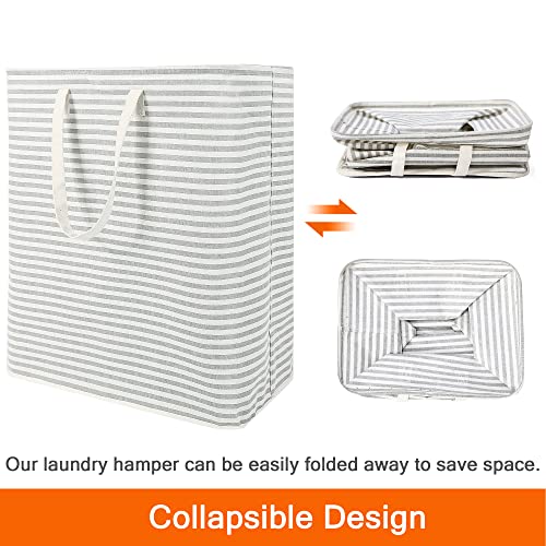 100L Freestanding Laundry Hamper Large Laundry Basket With Long Handles Collapsible Cotton Waterproof Clothes Hampers For Toys Clothes Blankets #TOP4