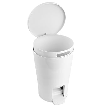 TATAY Bathroom Bin Diabolo 19x21x28.2 cm Practical and Easy-to-Clean Design | Bathroom Bin Toilet | Capacity 5 L | Foot Pedal Opening | Made from Highly Resistant Materials, White