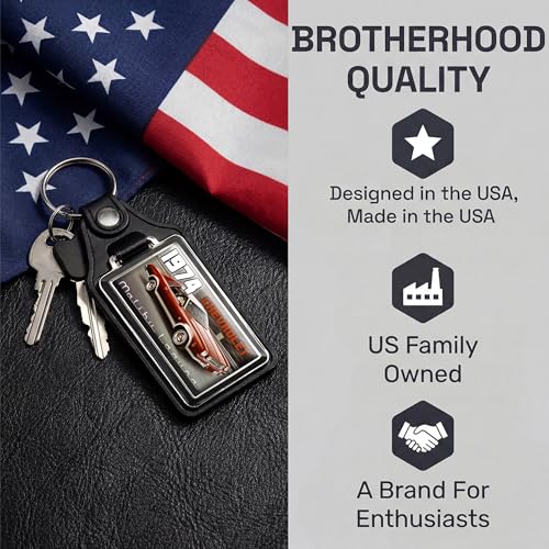 Image of Brotherhood 1974 Compatible with Chevelle Malibu Laguna Emblem Design Key Chain Key Holder Key Ring For Men Heavy Duty Car Key Ring For Men and Women