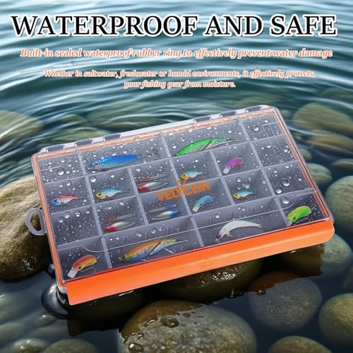 Image of Fishing Tackle Box,2pack 3700 Waterproof Tackle Tray With 20 Removable Dividers,Clear Lure Organizer For Swimbaits,Hooks And Terminal Tackle Storage