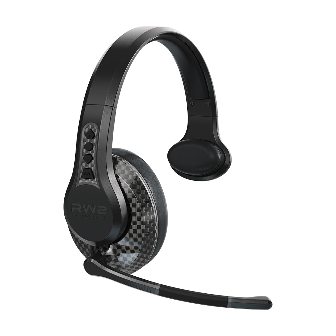 black bluetooth trucker headset with 40mm drivers and over-ear fit