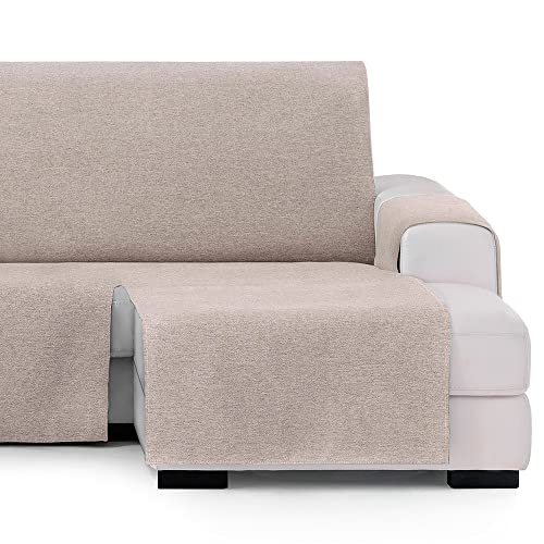 Vipalia Funda Cubre Sofa Chaise Longue Liso. Funda de Sofa Chaise Longue Brisa Brazo Derecho Brisa. Protector Antimanchas Ajustable. Color Beige. Chaise Longue Derecha 240 cm (Visto de Frente)