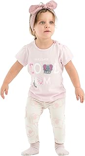 طقم ملابس نوم للبنات مكون من تيشرت نصف كم وبنطلون مطبوع عليه فيل من جوكي ام ام (عبوة من قطعة واحدة)