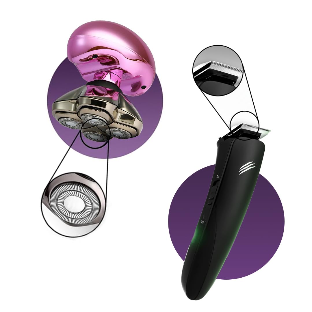 Skull Shaver Couple Combo | Baby Beast Trimmer and Butterfly Kiss Women | Body Trimmer for Men and Women ,Cordless & Corded, Head, Underarms, Chest, Back & Beard grooming kit, waterproof, Gift For Your Loved once 1