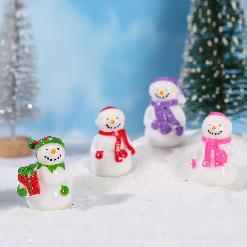 6pcs Christmas Micro Landscape Mini Figurine Resin Tray Christmas Ornament Mini Snowman Figurines Dollhouse Snowman Figurine Cakes Toppers Miniatures Accessories Xmas Decor - Image 2