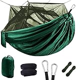 Grassman Bug Net Camping Hammock, Single Camping Hammock with Tree Ropes, Portable Parachute Nylon Hammock for Indoor and Outdoor Camping, Backpacking, Travel, Hiking, Beach
