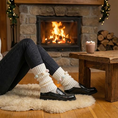Image of 2 Pcs Leg Warmers Y2k, Leg Warmers, Y2k Accessories, Cute Kawaii Cream Legwarmers for Women Winter